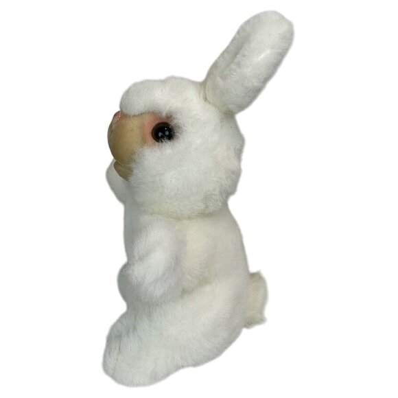 Vintage Rubber Face Plush Bunny Rabbit Hand Puppet White Pink Nose Creepy - Picture 3 of 7